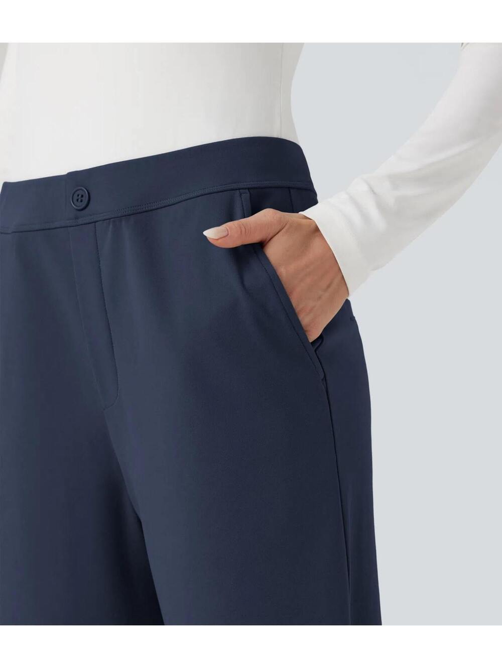 Halara Flex DayStretch Mid Rise Adjustable Pant Width Work Tapered Pants Size S - Picture 7 of 9